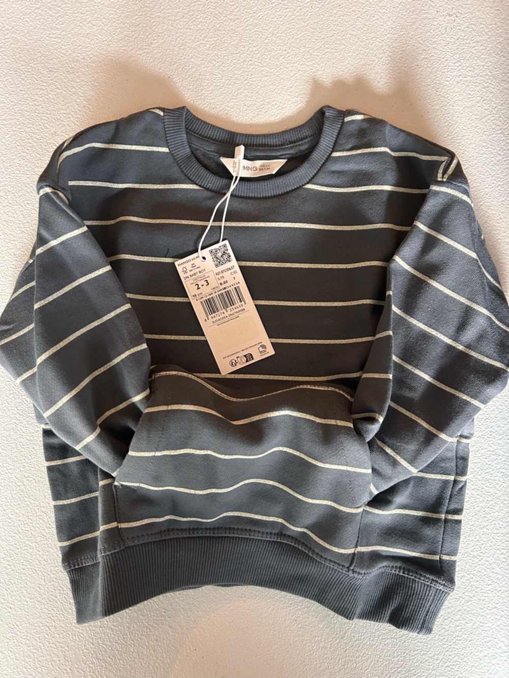 Mango Boys Grey Stripe Crewneck Sweater